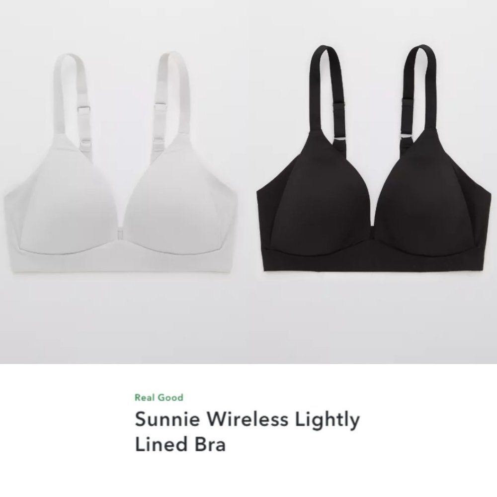 Bundle of 2 Aerie Real Sunnie Wireless Bra Black and Gray Size 30B